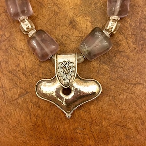Indische Sterling Silber Halskette mit Kristall und Perlen