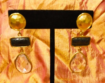 Faceted crystal and goldplated earrings
