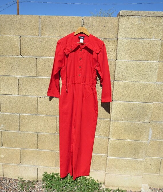 Vintage 100% Cotton Red Jumpsuit
