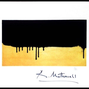 ROBERT MOVERWELL - 'Riverrun' - handsignierter vintage Ausstellungskartendruck - c1989 (Waddington Gallery, London. De Kooning era)