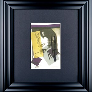 ANDY WARHOL - 'Mick Jagger' - handsignierte vintage Anzeige Karte - c1975 - custom gerahmt (Multiple Inc/Castelli Graphic, New York)