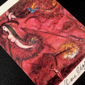 MARC CHAGALL - 'Le Cantique des Cantiques I' - handsignierte Ausstellungskarte - c1974 (Musee National, Nizza)