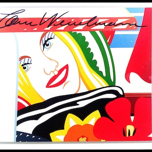 TOM WESSELMANN - 'Bedroom face 41' - signierter Vintage Ausstellungskartendruck - c1996 (Pop Art. Interesse von Andy Warhol)