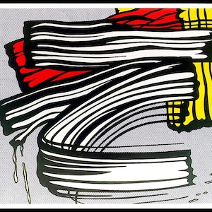 ROY LICHTENSTEIN - 'Pequena grande pintura' - cartão de exposição vintage assinado à mão - c1988 (Whitney Museum of Art, Nova York)