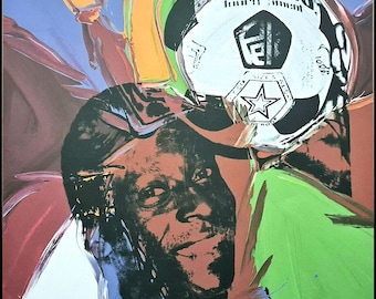 ANDY WARHOL - &#39;Pele&#39; - hand numbered vintage lithograph - c1986 - large (Limited edition. Carnegie Museum ink stamp. Football interest)