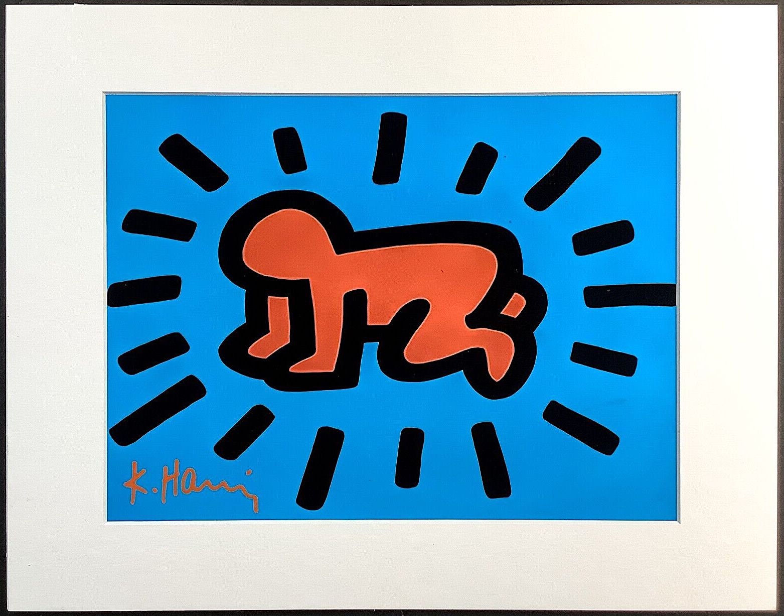 KEITH HARING - 'Radiant Baby' - hand signed vintage promotional print - c1988 (Andy Warhol era)