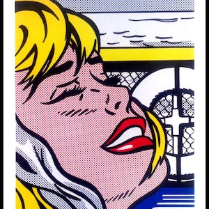 ROY LICHTENSTEIN - 'Shipboard Girl' - handsignierte Vintage Ausstellungskarte - c1994 (Chronicle Books)