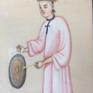Dipinto antico originale CINESE su carta di riso - XIX secolo (cantonese)
