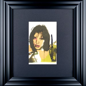 ANDY WARHOL - 'Mick Jagger' - handsignierte vintage Anzeige Karte - c1975 - custom gerahmt (Multiple Inc/Castelli Graphic, New York)