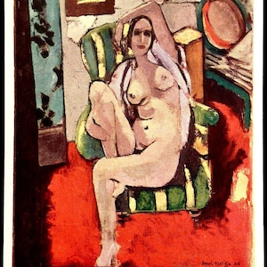 HENRI MATISSE - 'Odalisque with a Tambourine' - signierter vintage Ausstellungskartendruck - c1951 (MOMA, New York)