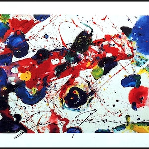 SAM FRANCIS - 'Acrylique' - Impresión vintage firmada a mano para exposición - c. 1989 (Galería Andre Emmerich, Nueva York. Época Cy Twombly)