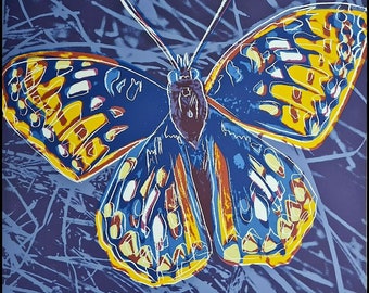 ANDY WARHOL - &#39;Butterfly&#39; - hand numbered vintage lithograph - c1986 (Limited edition. Carnegie Museum ink stamp. Damien Hirst interest)