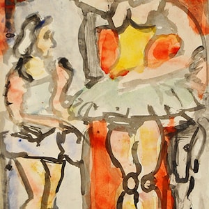 GEORGES ROUAULT - study of figures - original signed painting - c1920s (important French artist 1871-1958)