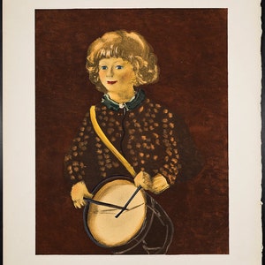 ANDRE DERAIN - &#39;L&#39;enfant au tambour&#39; - large limited edition vintage lithograph - c1930s (Mourlot, Paris. Henri Matisse Int)