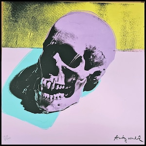 ANDY WARHOL - &#39;Skull&#39; - hand numbered vintage lithograph - c1986 (Limited edition. Carnegie Museum ink stamp. Damien Hirst interest)