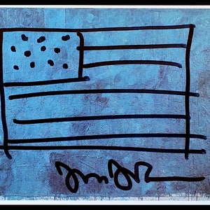 JASPER JOHNS - 'Tango' - handsignierte Ausstellungskarte mit Originalzeichnung - c1992 (Konig, Köln. Andy Warhol Int)