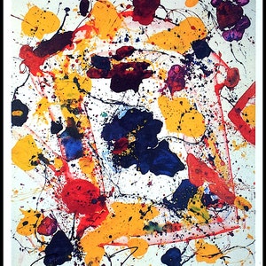 SAM FRANCIS - 'Helio' - signierter vintage Ausstellungskartendruck - c1989 (Andre Emmerich Gallery, New York. Cy Twombly Ära)
