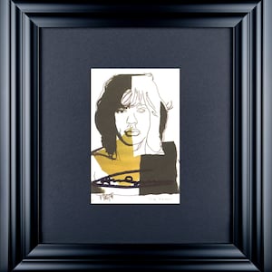 ANDY WARHOL - 'Mick Jagger' - handsignierte vintage Anzeige Karte - c1975 - custom gerahmt (Multiple Inc/Castelli Graphic, New York)