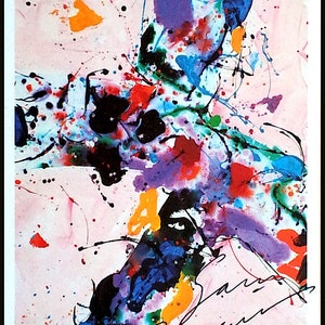 SAM FRANCIS - 'Acrylique' - handsignierter Vintage Ausstellungskartendruck - c1989 (Andre Emmerich Gallery, New York. Cy Twombly Ära)