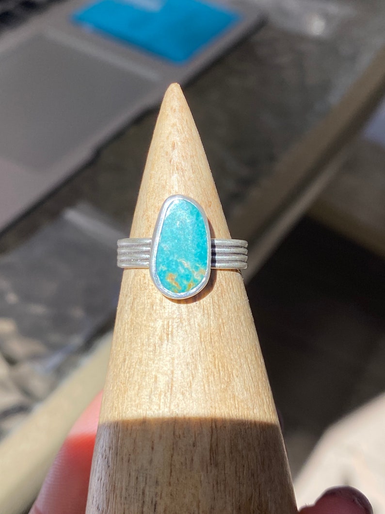 Size 6.5 Pilot Mountain Turquoise and Sterling Silver Band Ring