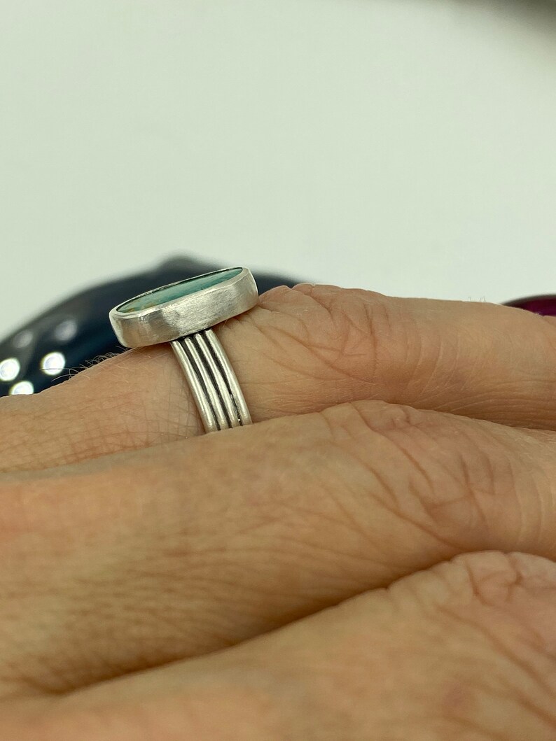 Size 6.5 Pilot Mountain Turquoise and Sterling Silver Band Ring