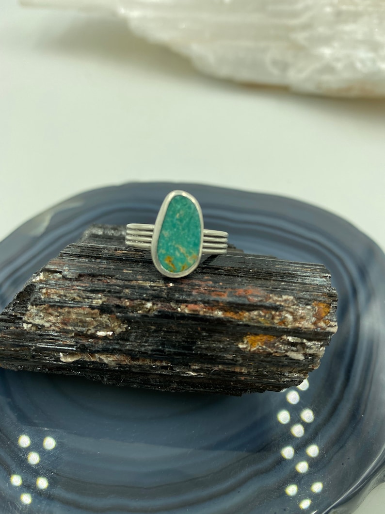Size 6.5 Pilot Mountain Turquoise and Sterling Silver Band Ring