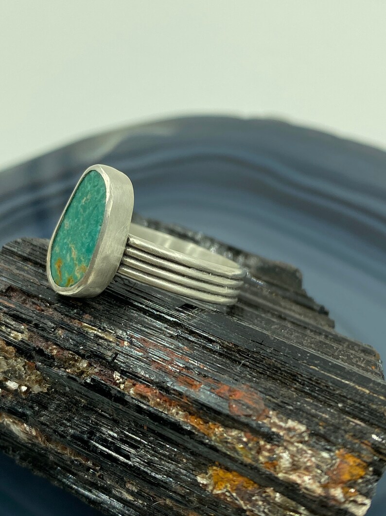 Size 6.5 Pilot Mountain Turquoise and Sterling Silver Band Ring