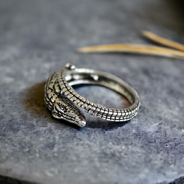 Alligator Ring, Silver Crocodile Ring, Alligator Ring, Crocodile Ring 925 Silver Adjustable Ring Boyfriend Gift Unisex Gift