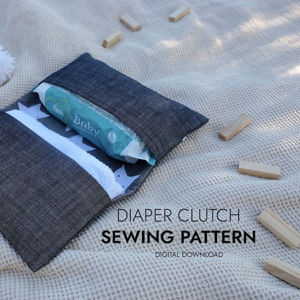 Easy diaper clutch sewing pattern, beginner-friendly mom-to-be sewing project, travel nappy wallet, baby essentials, pdf digital download