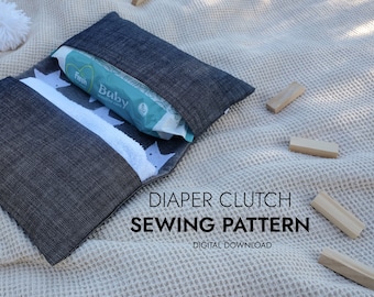 Easy diaper clutch sewing pattern, beginner-friendly mom-to-be sewing project, travel nappy wallet, baby essentials, pdf digital download