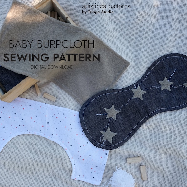 Easy burp cloth sewing pattern, beginner-friendly mom sewing project, baby essential accessories pdf template for 0-3T, pdf digital download