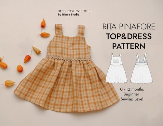Baby Pinafore Top and Dress Pattern for 0-12 Months, Toddler