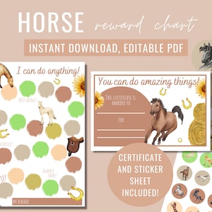 Afdrukbare paardenbeloningstabel |   Gedragsgrafiek voor kinderen |   Sticker Beloningstabel |   Kindersticker chart |   Direct downloaden