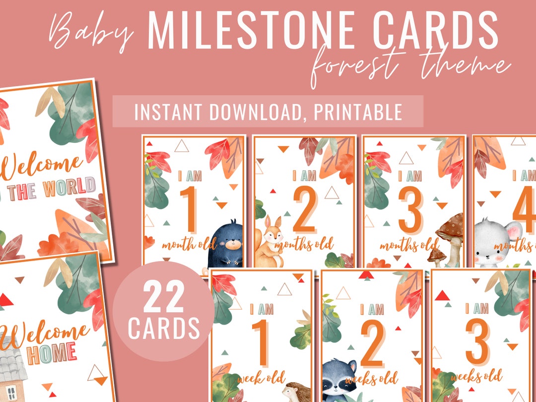 Forest Baby Milestone Cards | Printable | Mum Gift | Baby Gift ...