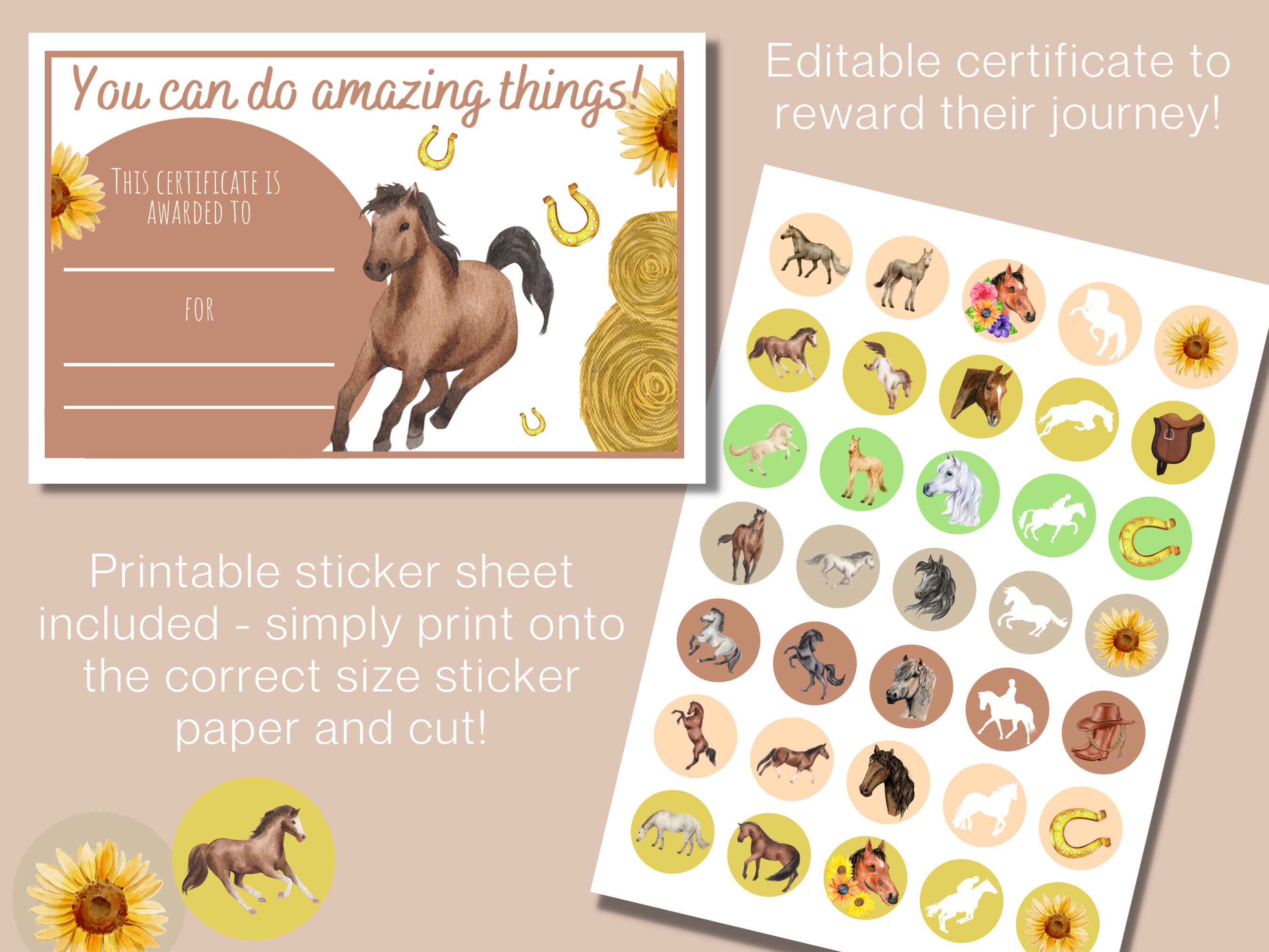 Printable Horse Reward Chart Kids Behaviour Chart Sticker Reward Chart Kids Sticker Chart ...