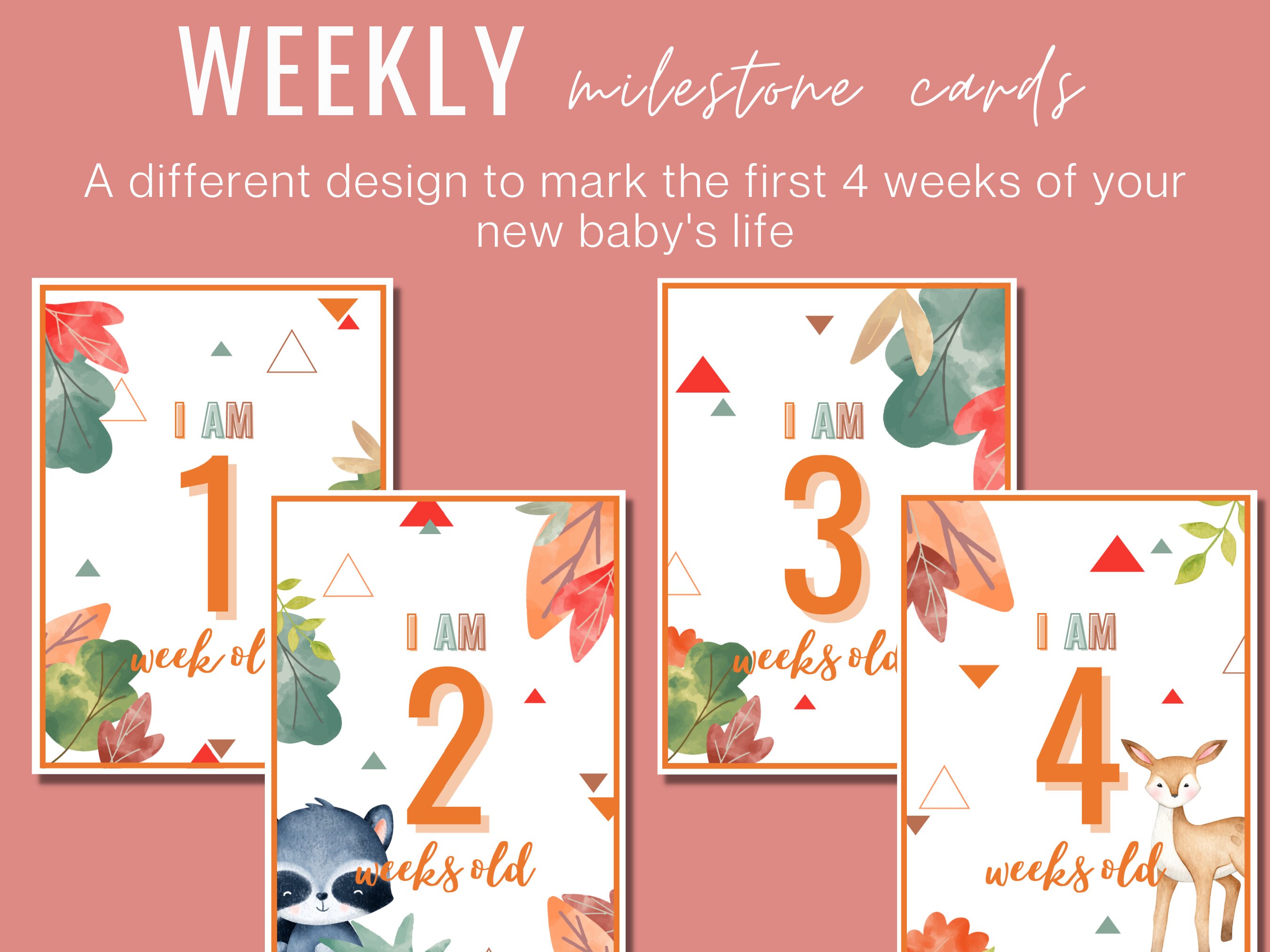 Forest Baby Milestone Cards | Printable | Mum Gift | Baby Gift ...