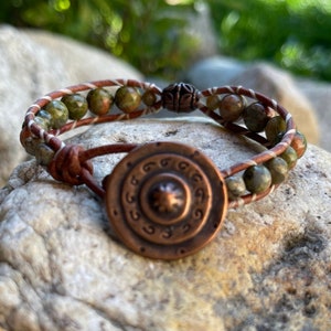 Beaded Wrap Leather Bracelet/ Leather Bracele / Boho Bracelet/ Yoga Bracelet / Single Wrap Bracelet