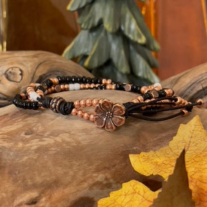 Beaded Four Strand Bracelet/ Seed Bead Bracelet/Leather Bracelet