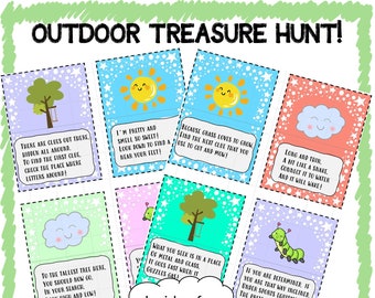 Outdoor Treasure Hunt Clues - Kids Birthday Activity - Treasure Hunt Printable - Birthday Scavenger Hunt - Birthday Printable Game