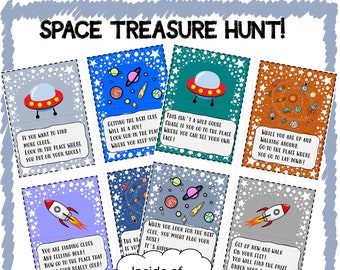 Space Birthday Treasure Hunt Clues - Kids Birthday Activity - Treasure Hunt Printable - Birthday Scavenger Hunt - Birthday Printable Game