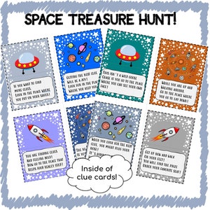 Space Birthday Treasure Hunt Clues - Kids Birthday Activity - Treasure Hunt Printable - Birthday Scavenger Hunt - Birthday Printable Game