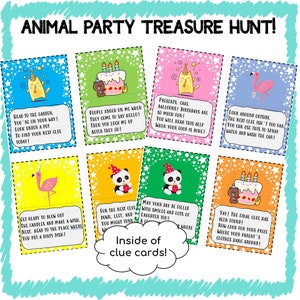 Animal-Themed Treasure Hunt Clues - Kids Birthday Activity - Treasure Hunt Printable - Birthday Scavenger Hunt - Birthday Printable Game