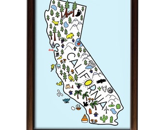 Carte illustrée de la Californie - TÉLÉCHARGEMENT INSTANTANÉ