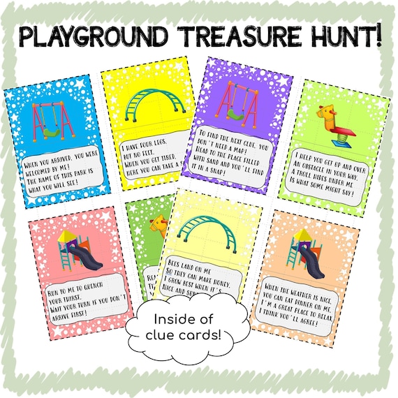 Playground Birthday Treasure Hunt Clues - Kids Birthday Activity - Treasure Hunt Printable -Birthday Scavenger Hunt -Birthday Printable Game