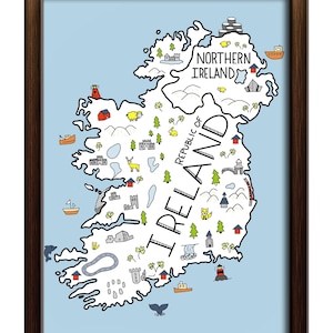 Irland illustrierte Karte – SOFORTIGER DOWNLOAD