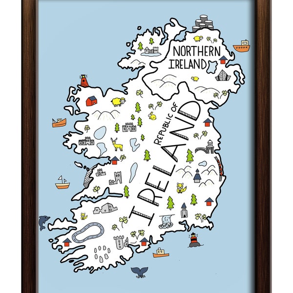 Ireland Illustrated Map - INSTANT DOWNLOAD