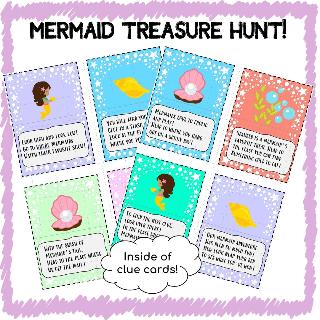 Mermaid Treasure Hunt Clues Kids Birthday Activity Treasure Hunt