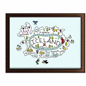 Mapa ilustrado de Islandia - DESCARGA DIGITAL