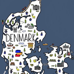 Carte illustrée du Danemark - téléchargement immédiat