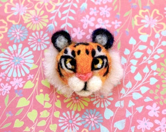 Felted Tiger Pin Brooch